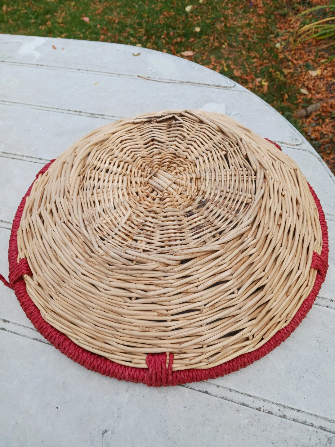 Woven Wicker Tray with Red Trim - photo 2