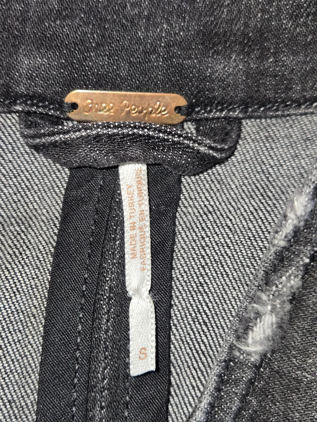 Denim Free People black military-style denim jacket - photo 4