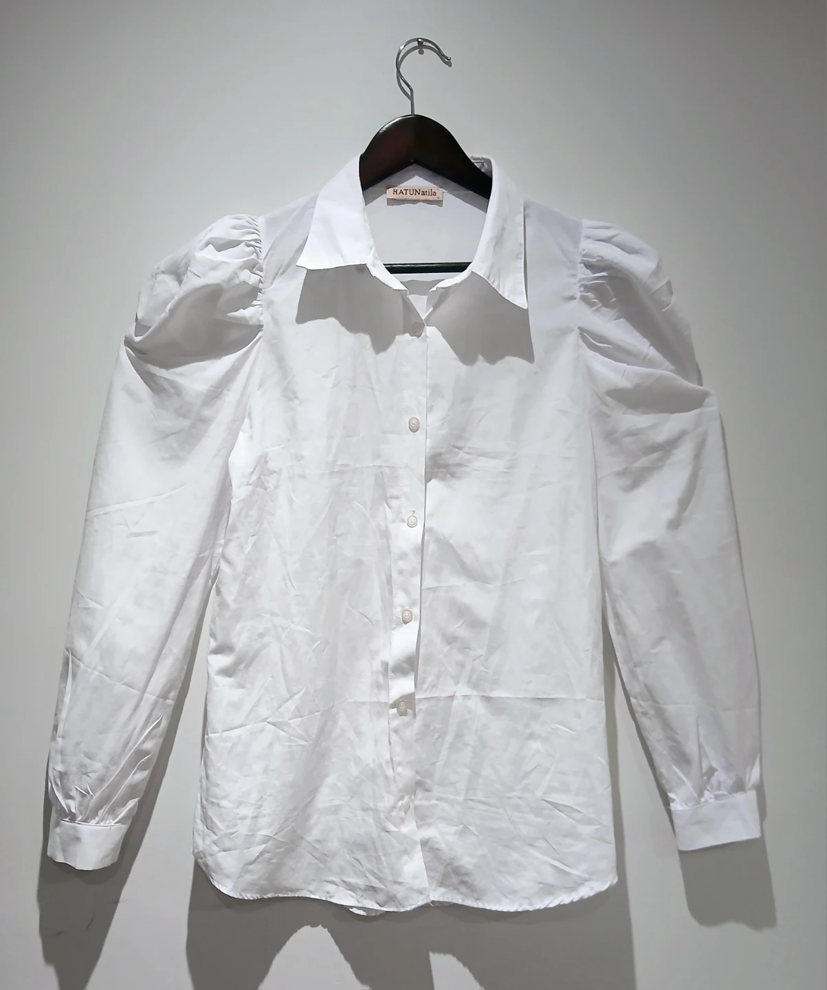 Women Large White Puff Sleeve Shirt