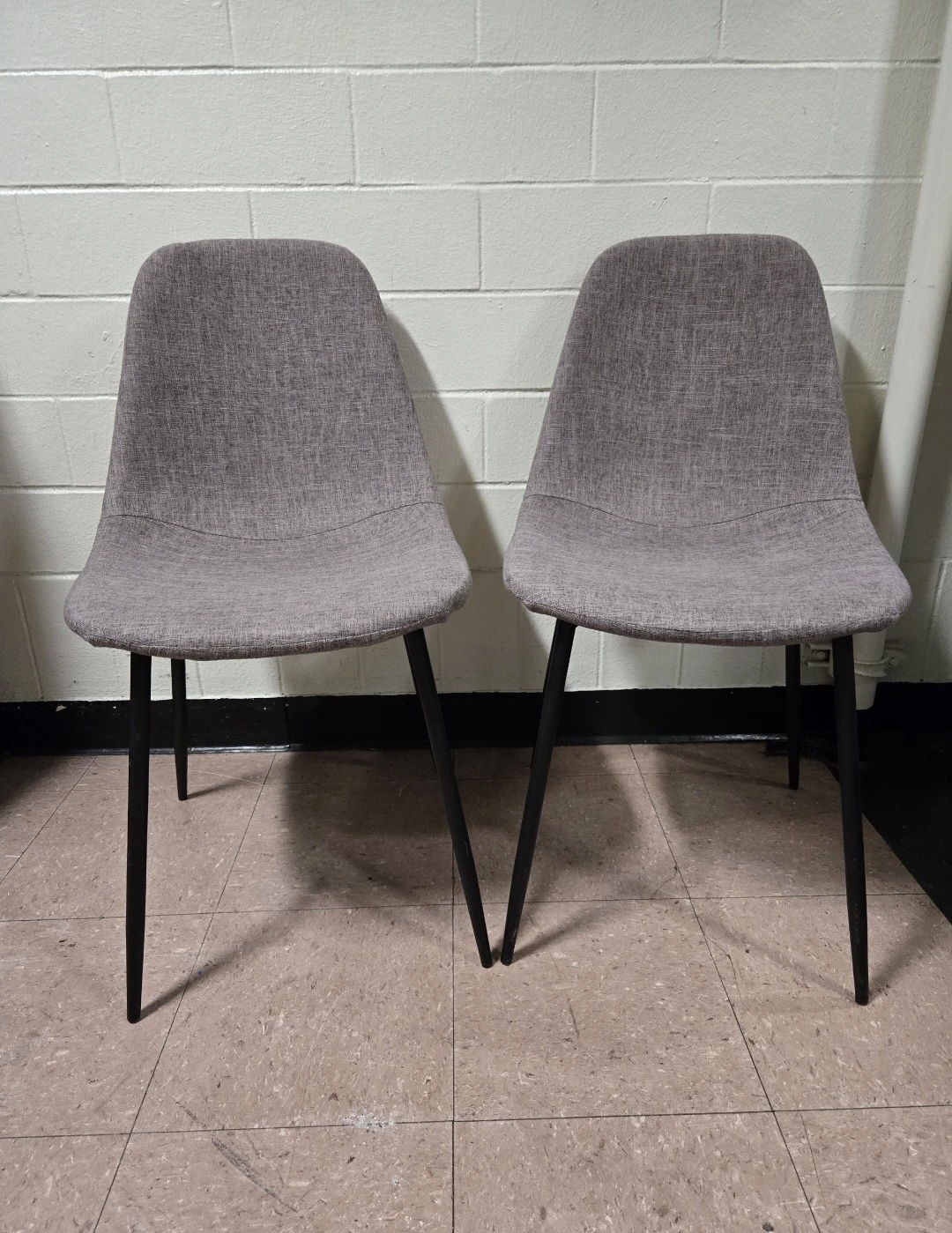 Modern Mid-Century Gray Fabric Dining Chairs Set of 2