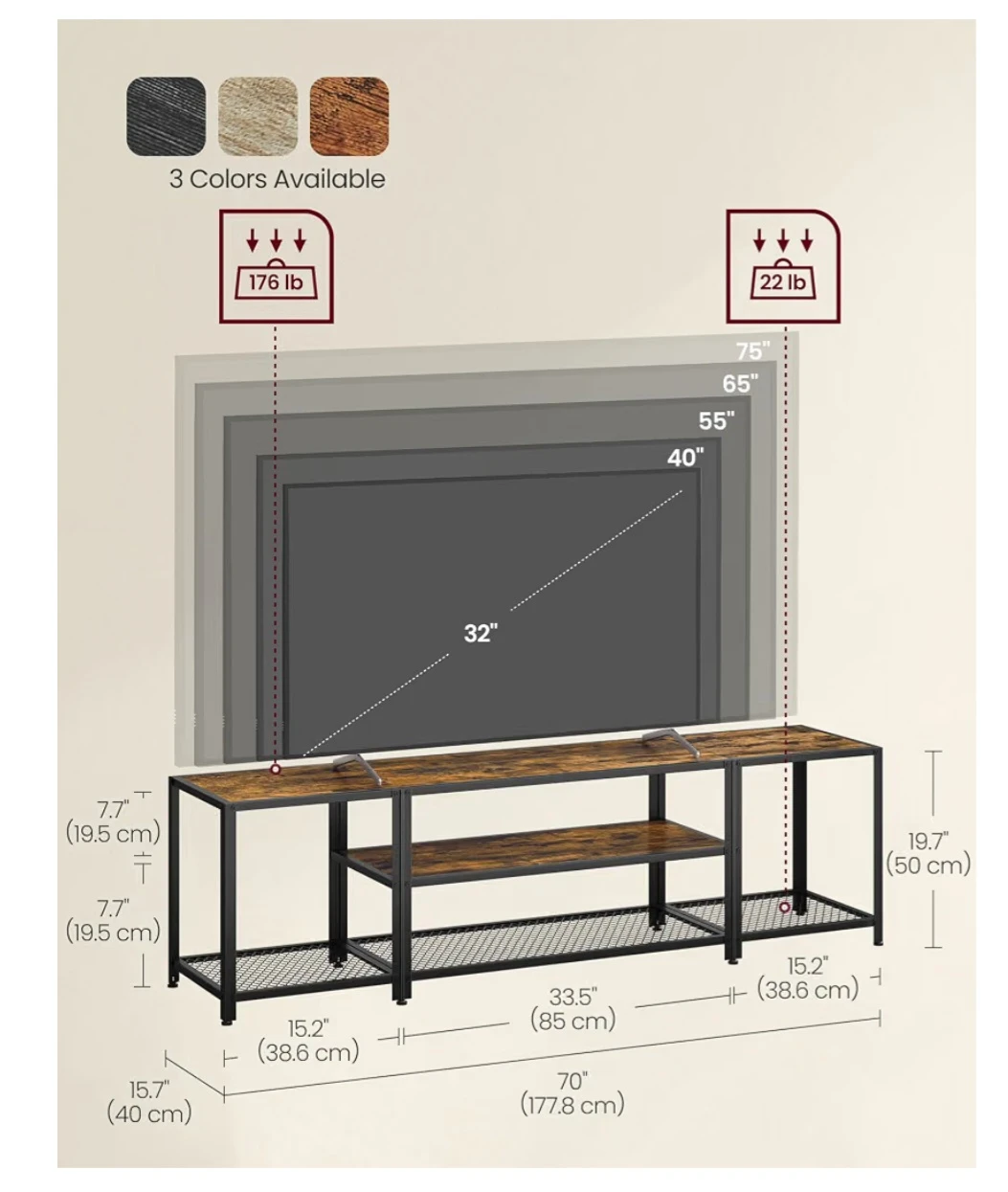 Industrial Style TV Stand, Rustic Brown