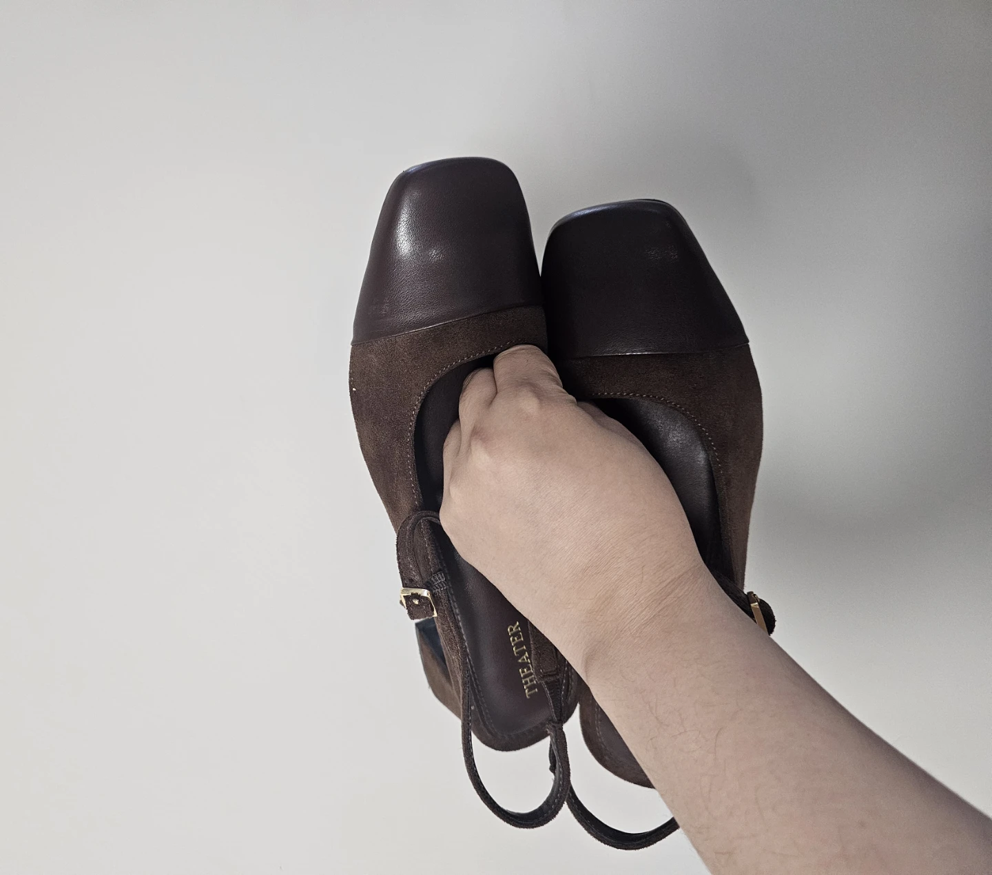 THEATER brown suede and leather slingback heels - photo 2