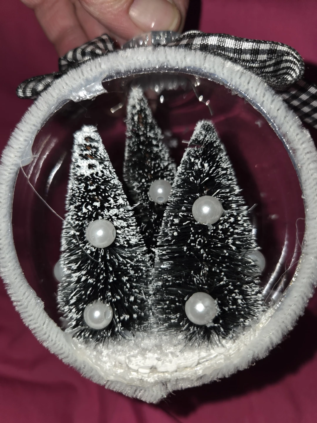 Clear Christmas Ornament with Miniature Trees