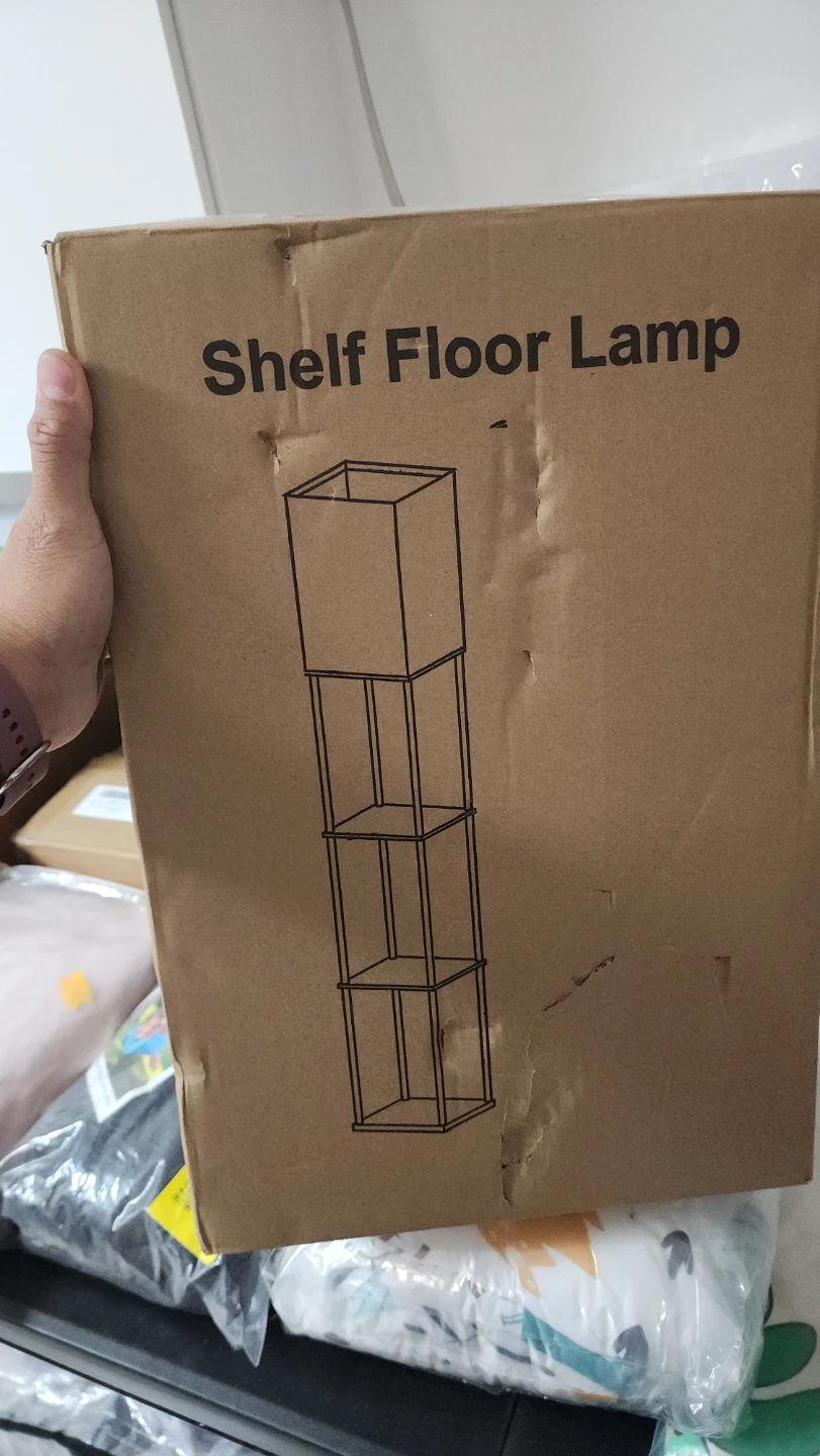 Shelf Floor Lamp with Fabric Shade