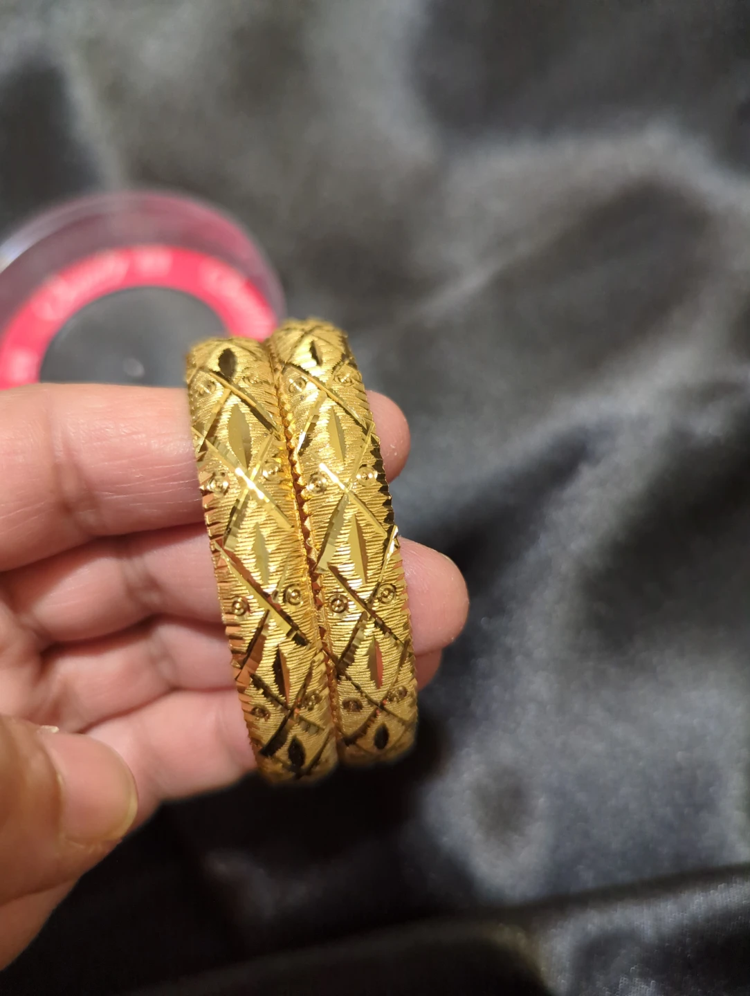 Two Gold-Tone Etched Bangles