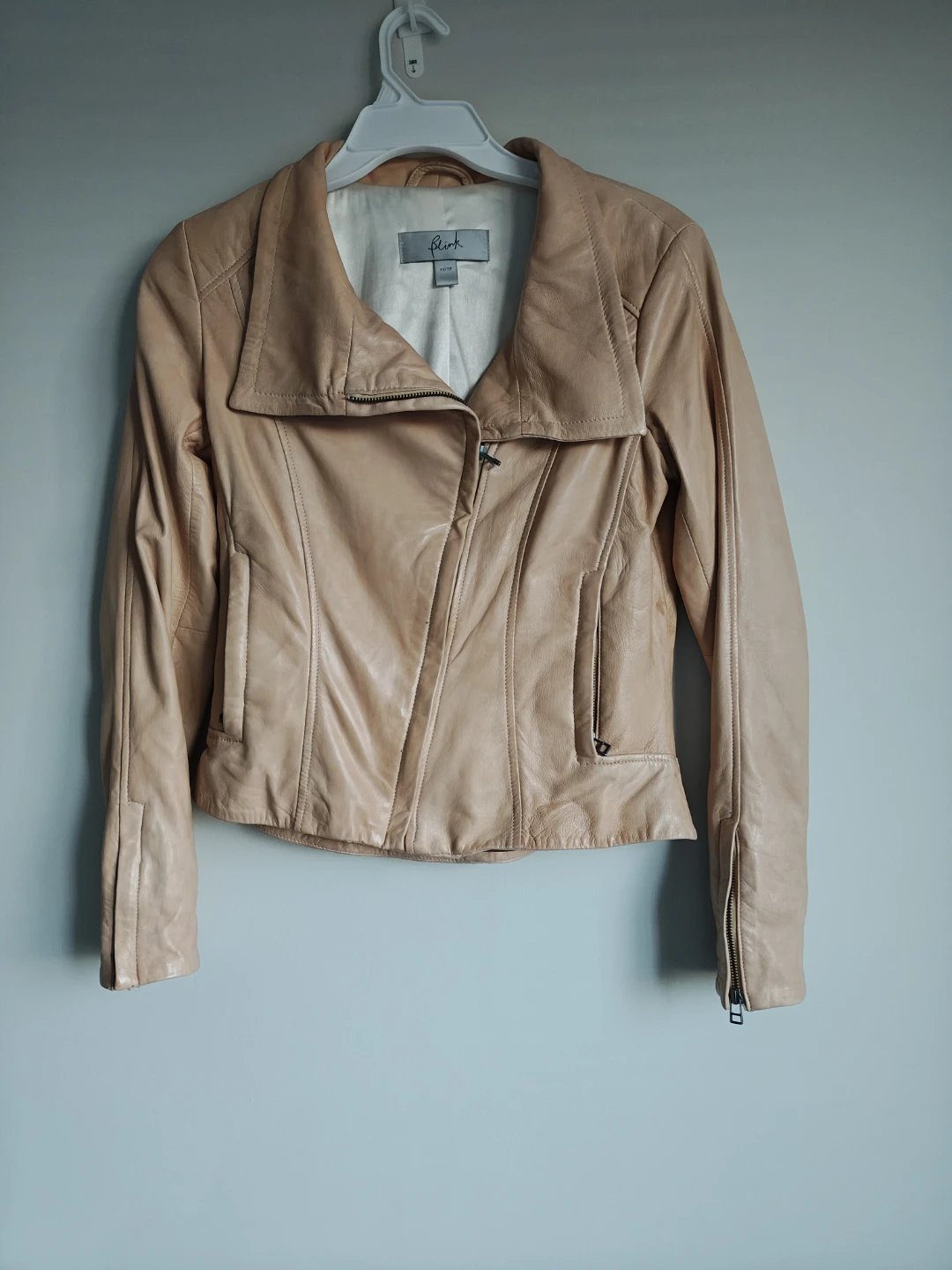 Blink Leather Jacket - Beige - Size XS