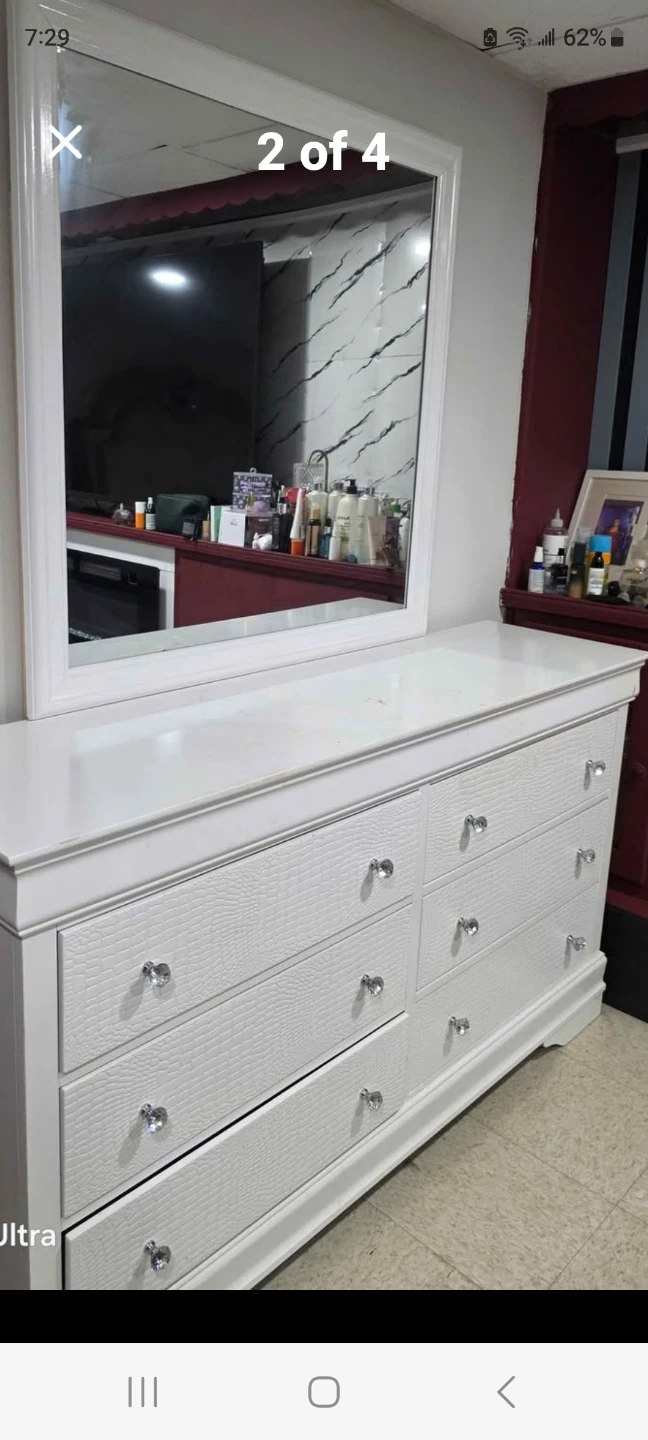 White Dresser with Matching Mirror