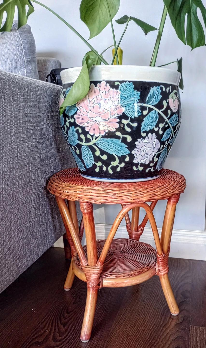 Beautiful Vintage Handmade Large Floral Ceramic Planter Pot - photo 4