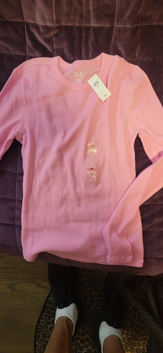 New Pink Gap Waffle Knit Top