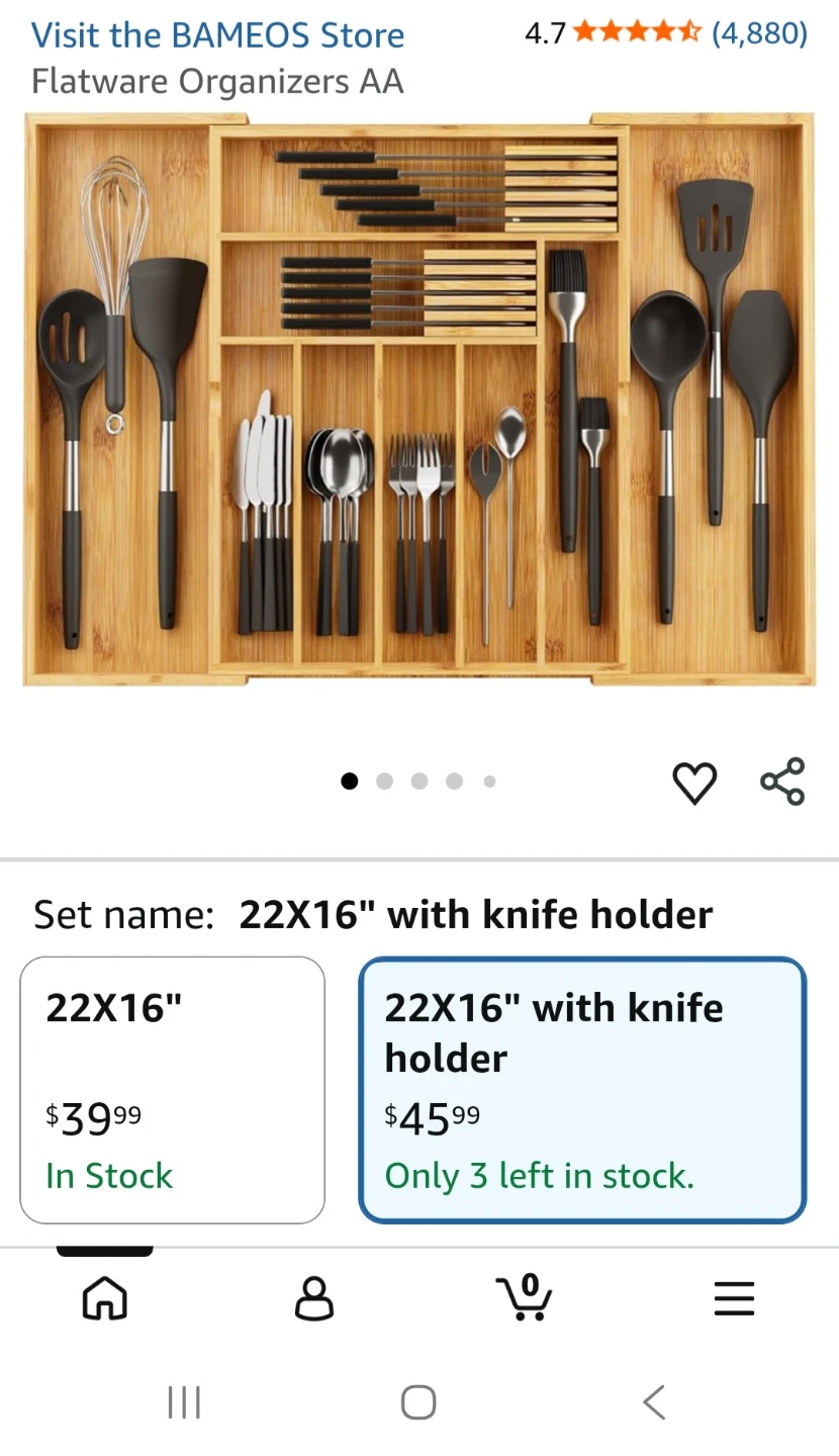 BAMEOS Bamboo Drawer Organizer