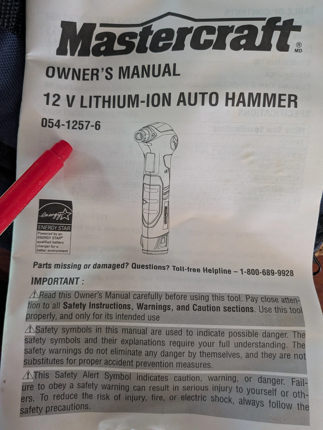 Mastercraft 12V Cordless Auto Hammer New - photo 4