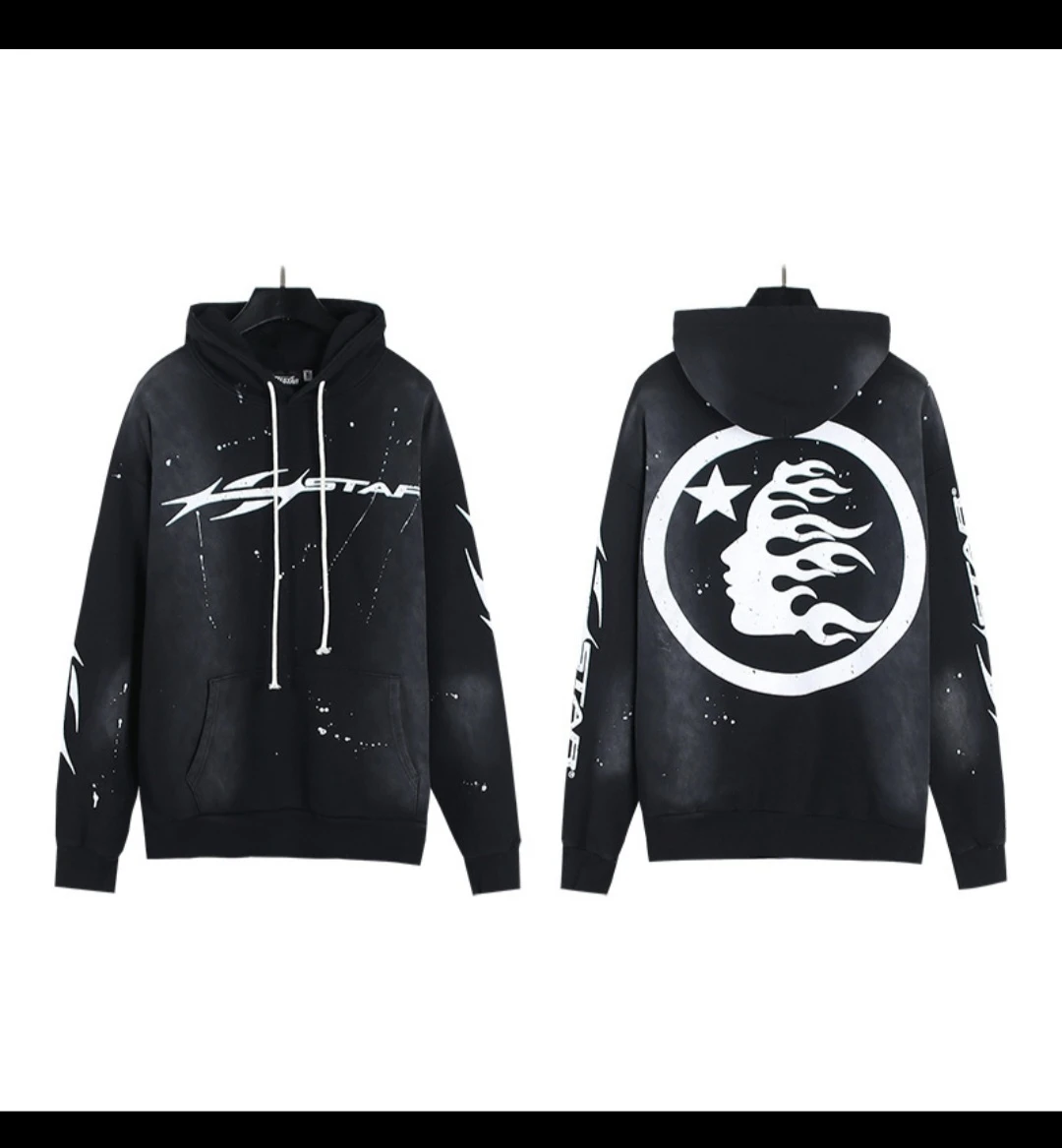 Hellstar Graphic Pullover Hoodie – Black/White – Size M
