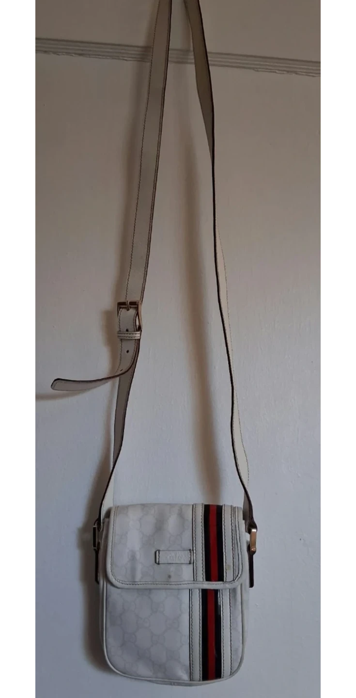 Gucci White GG Monogram Crossbody Bag