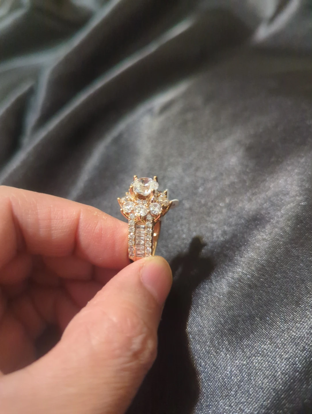 Rose gold tone cluster ring