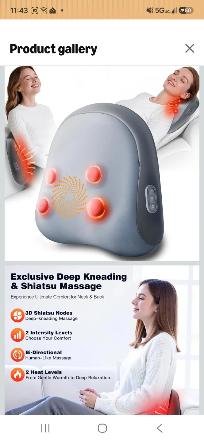 JZBRAIN Shiatsu Neck and Back Massager with Heat