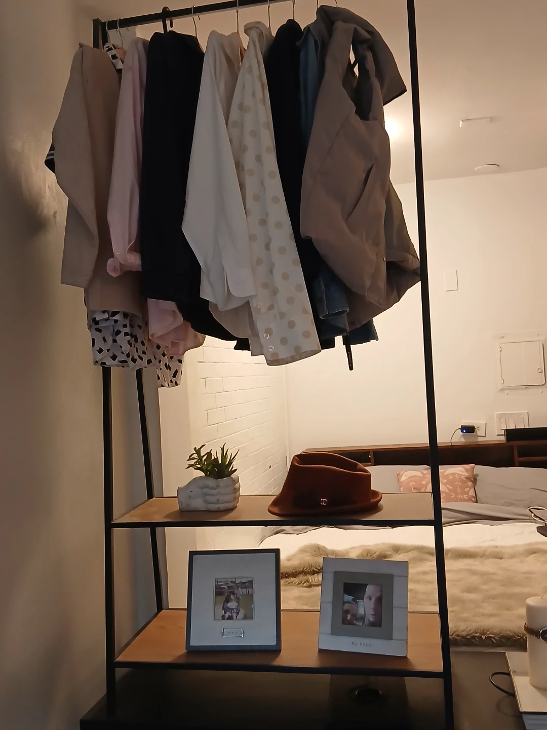 Modern Industrial Clothing Rack with Shelves - photo 3