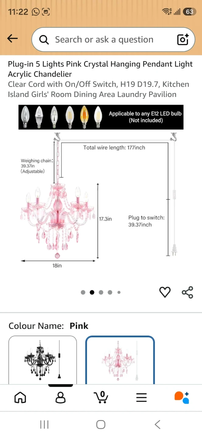 Pink 5-Light Crystal Pendant Chandelier - photo 2