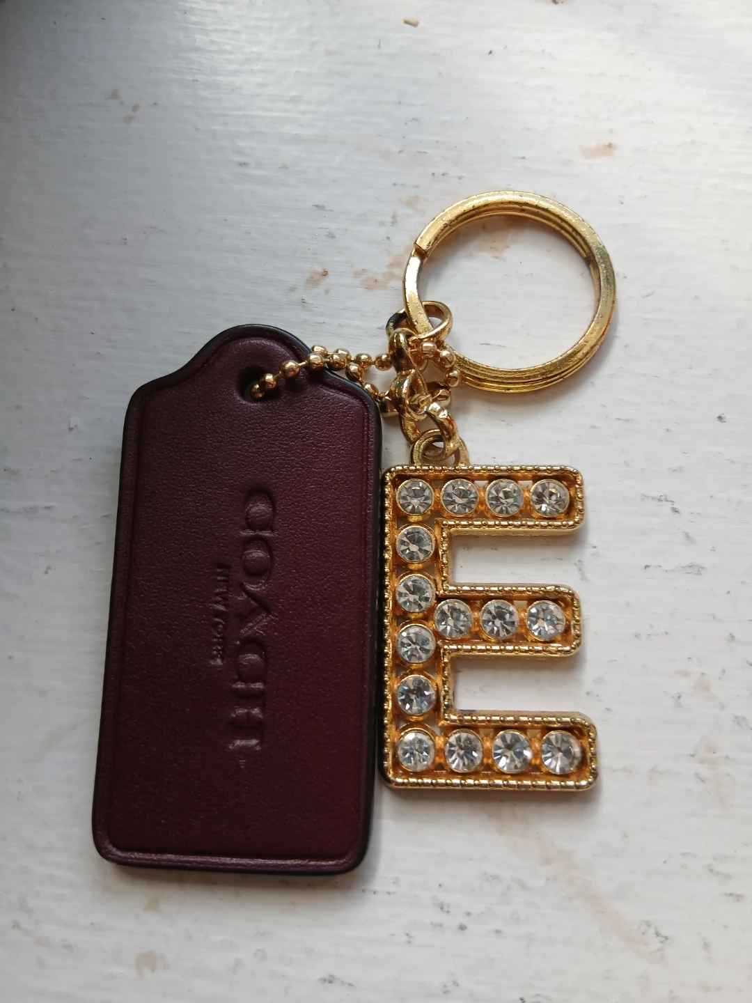 Coach Letter E Rhinestone Keychain