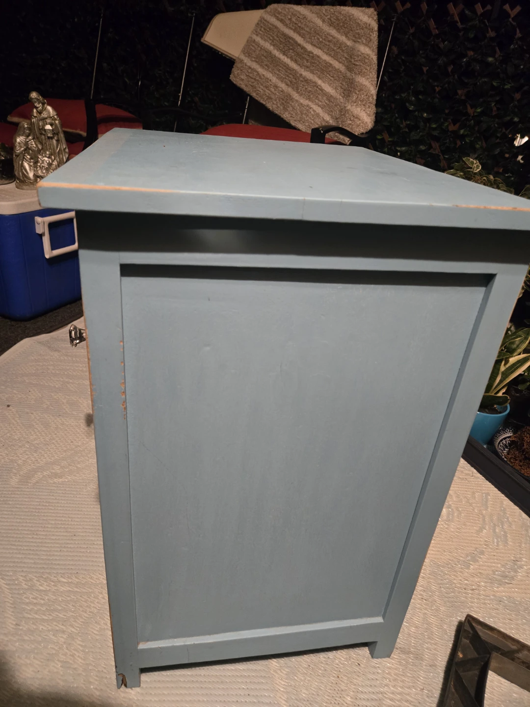 Blue Carved Wood Side Table - photo 5