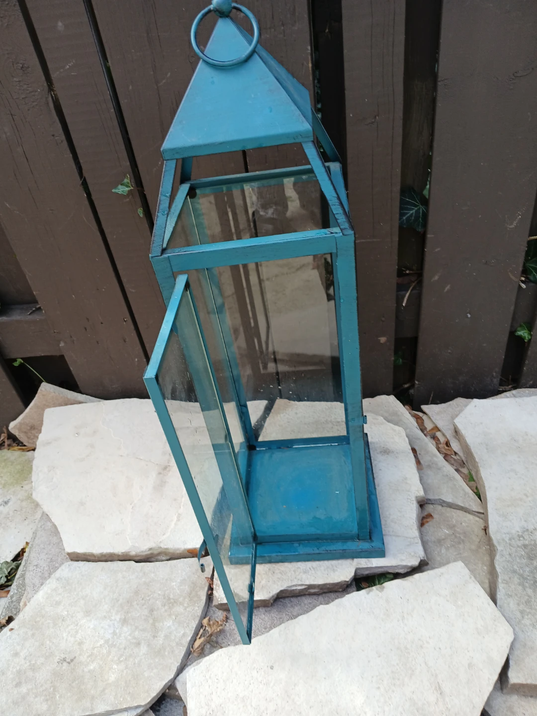 Teal Metal and Glass Decorative Lantern - photo 2