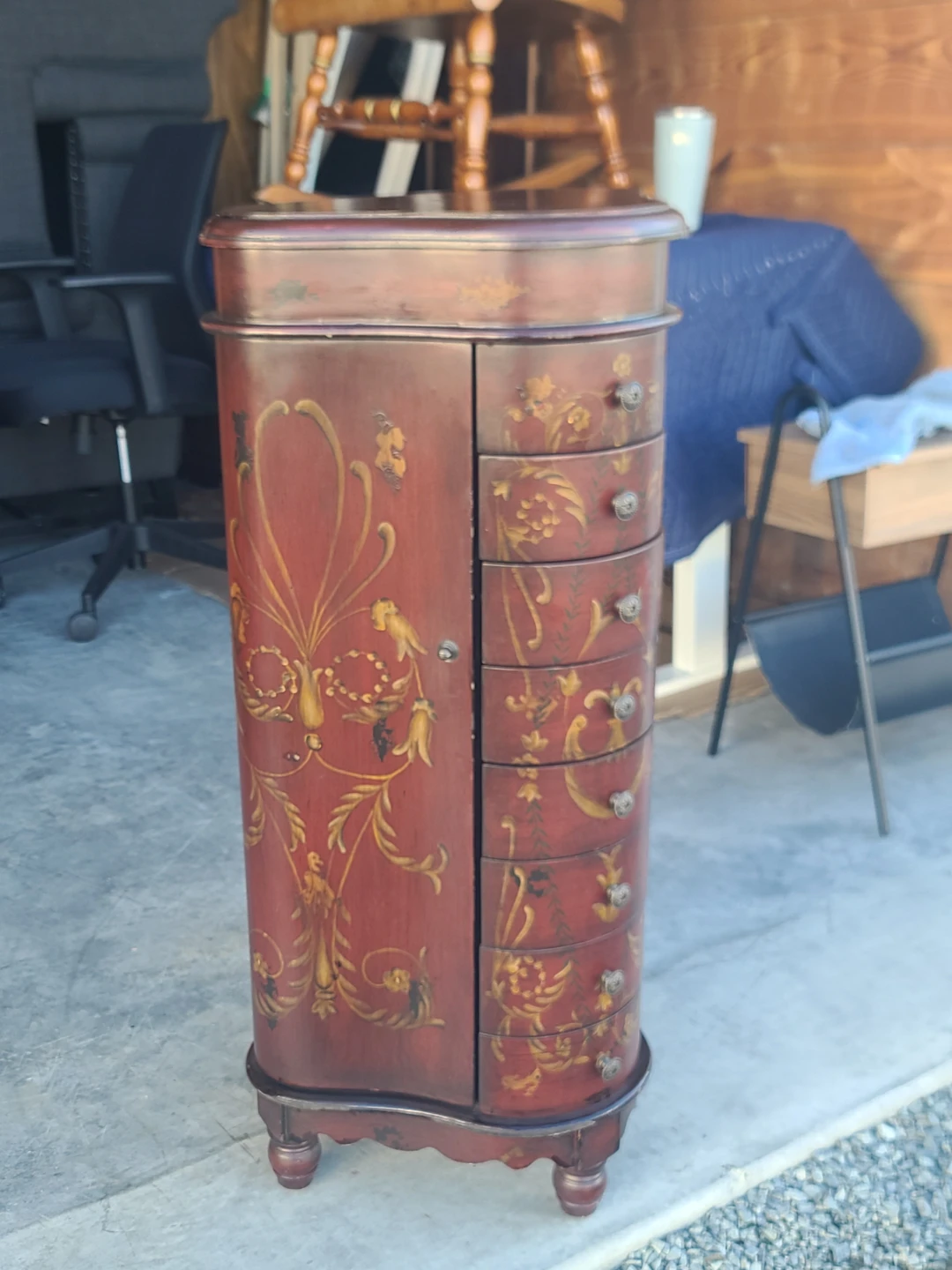 Hand-Painted Jewelry Armoire with Mirror - photo 2