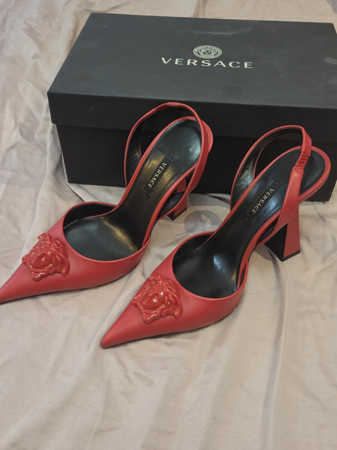 Versace Red Medusa Slingback Pumps