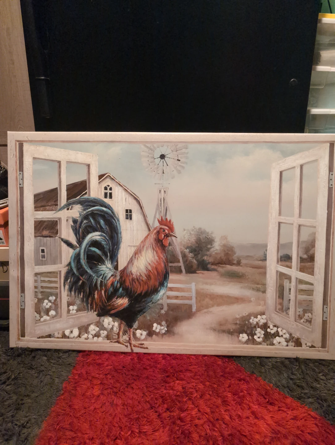 Rooster and Farmhouse Window Wall Art