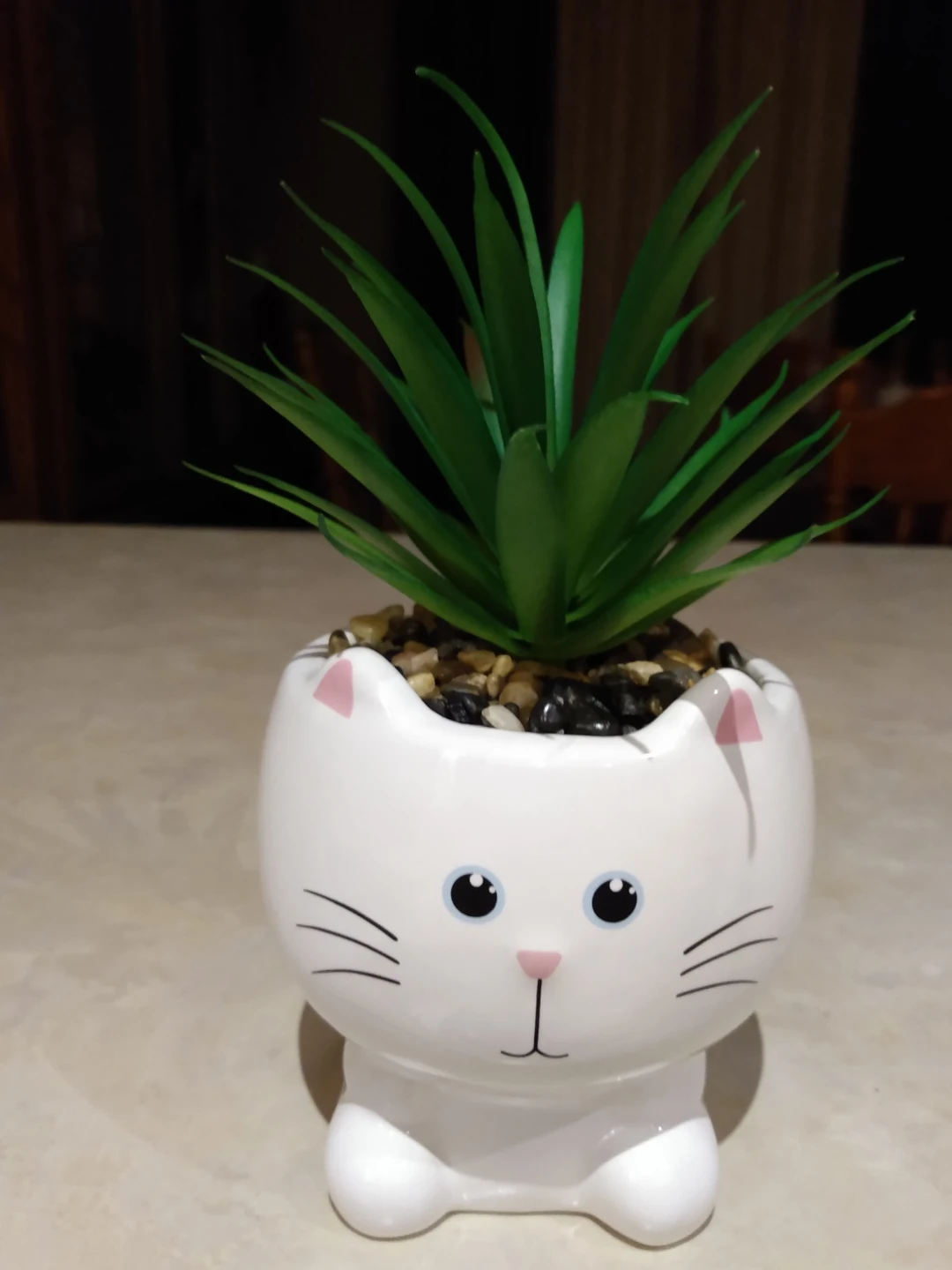 (New) Beautiful Artificial Succulent in Ceramic Cat Planter