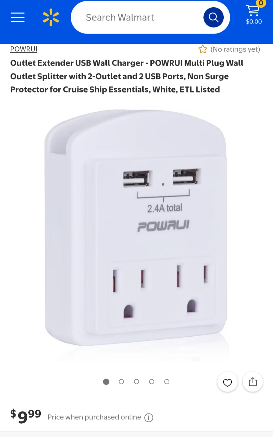 POWRUI Outlet Extender with USB Ports and phone holder