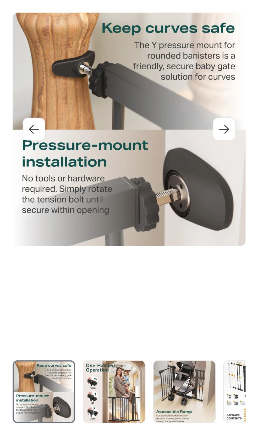Cumbor 29.7-40.6" Pressure-Mounted Baby Gate - photo 3