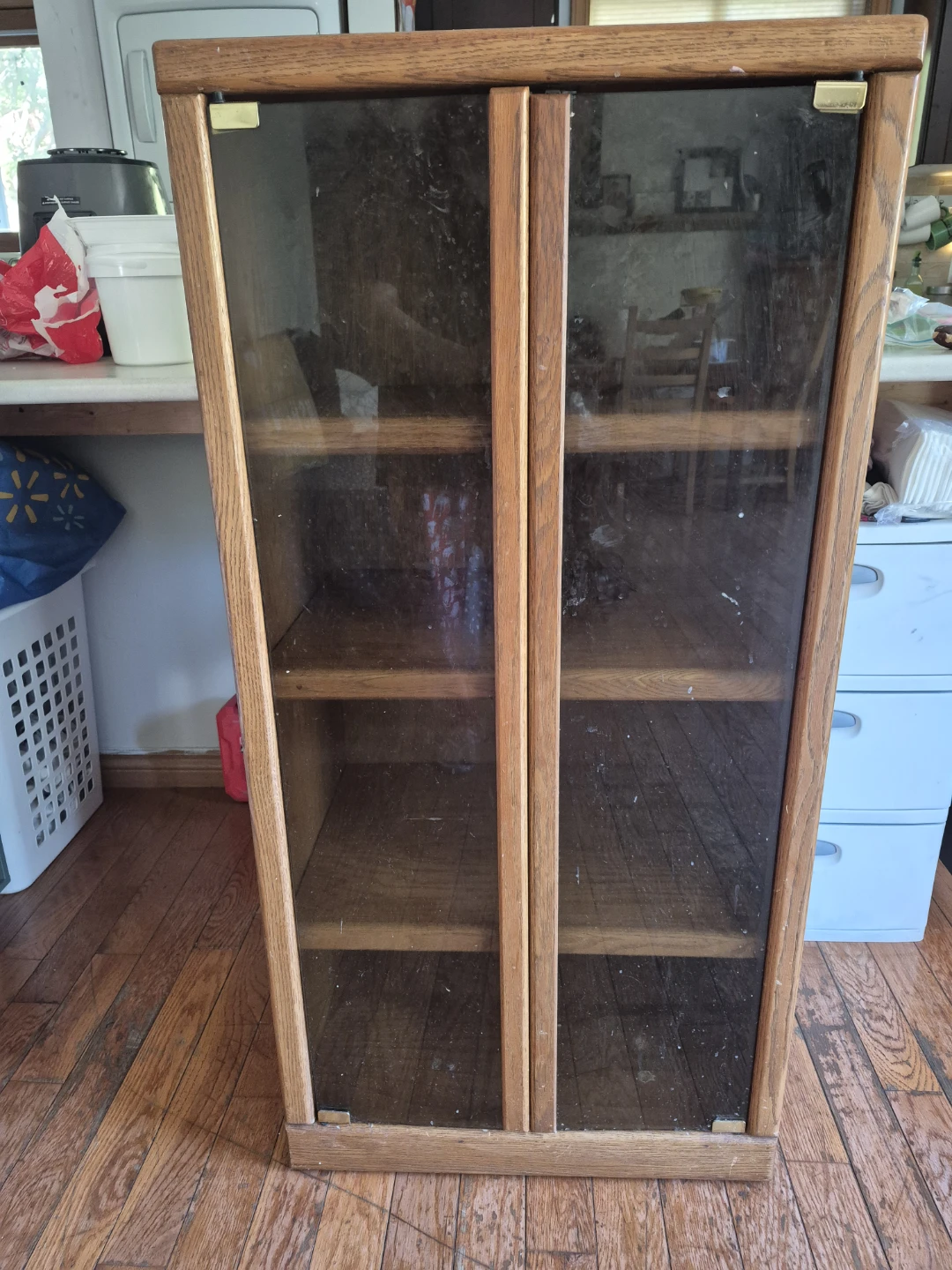 Oak Display Cabinet with Glass Doors - photo 2