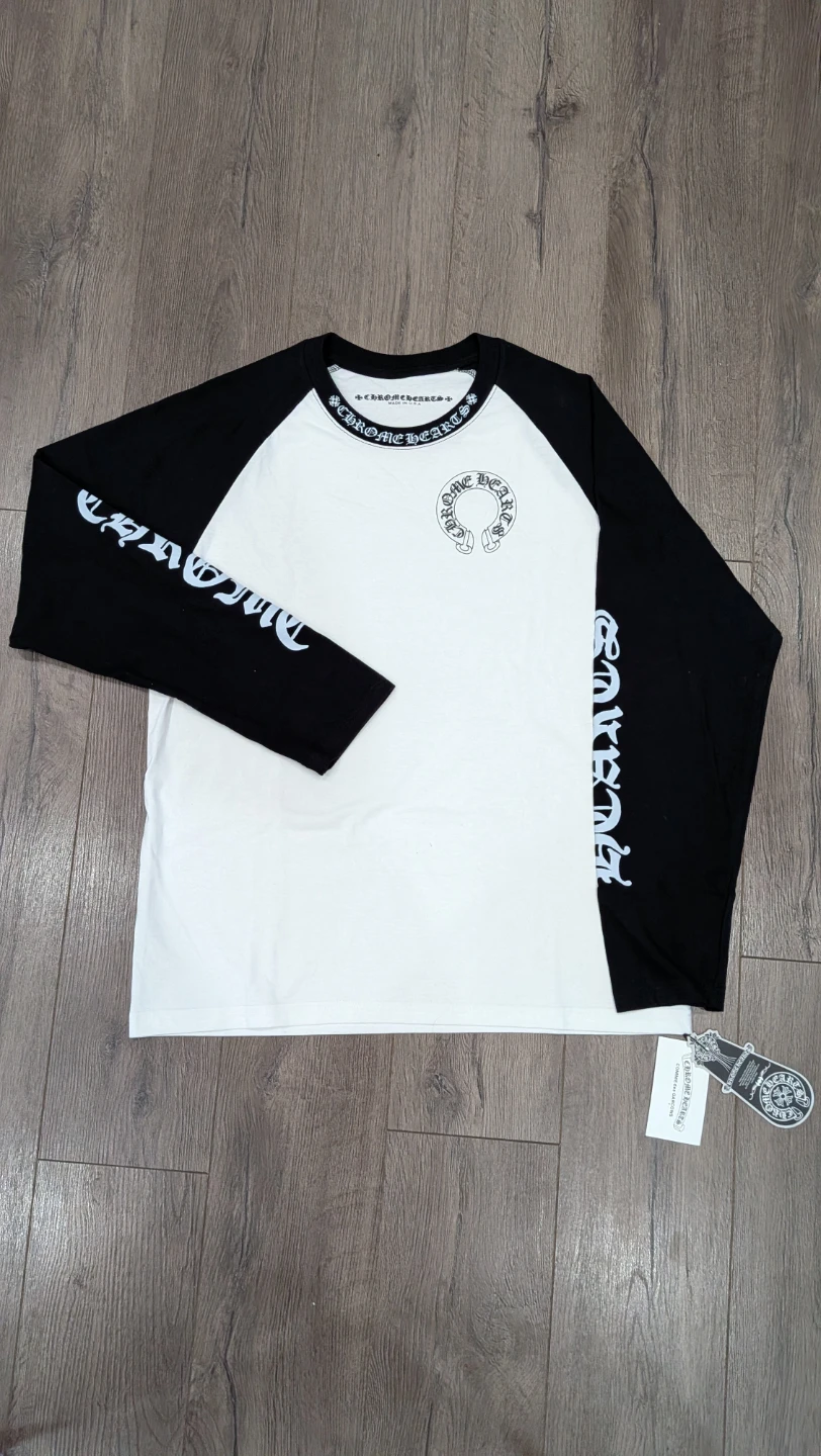 Chrome Hearts Baseball Horseshoe Long Sleeve Shirt(💲4️⃣5️⃣)