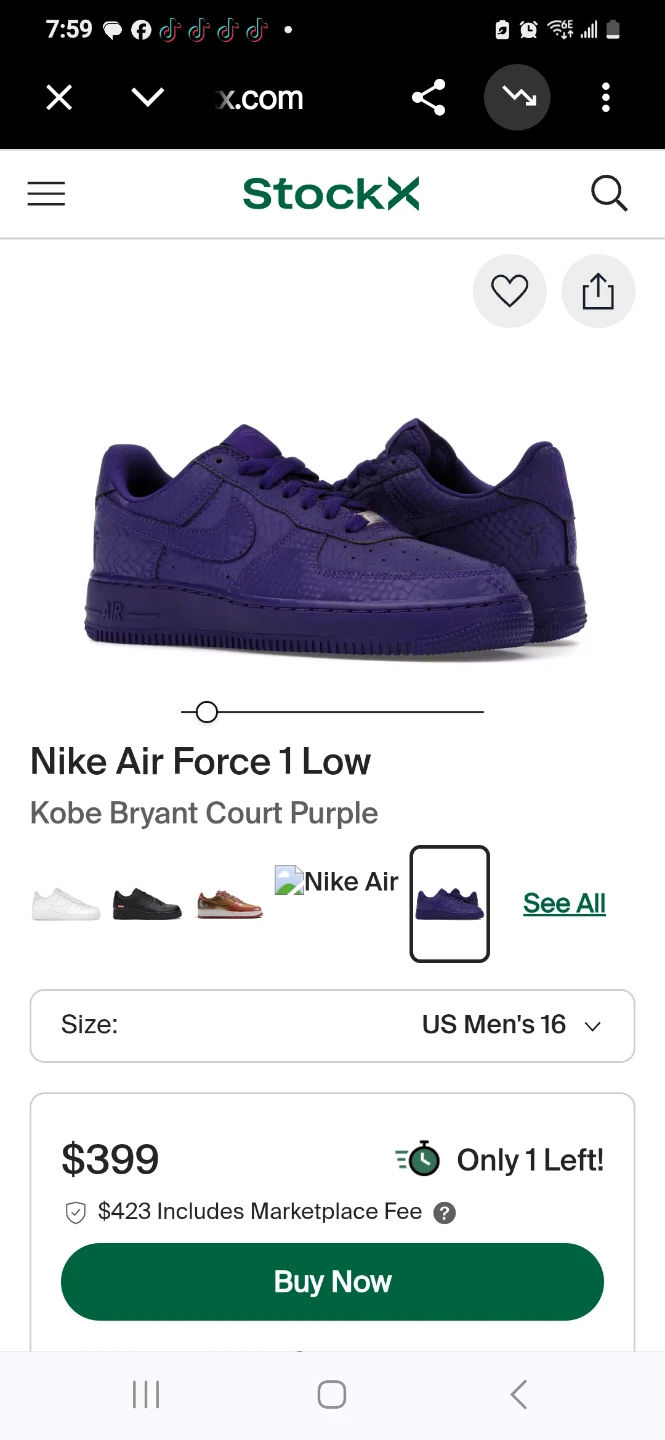 Nike Air Force 1 Low Kobe Bryant Court Purple