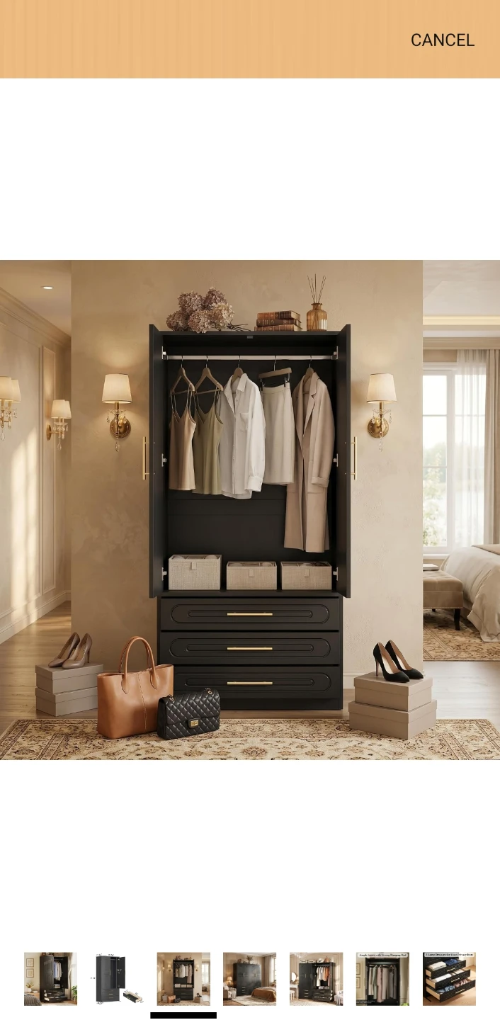 Modern Black Wardrobe with Gold Accents - photo 5