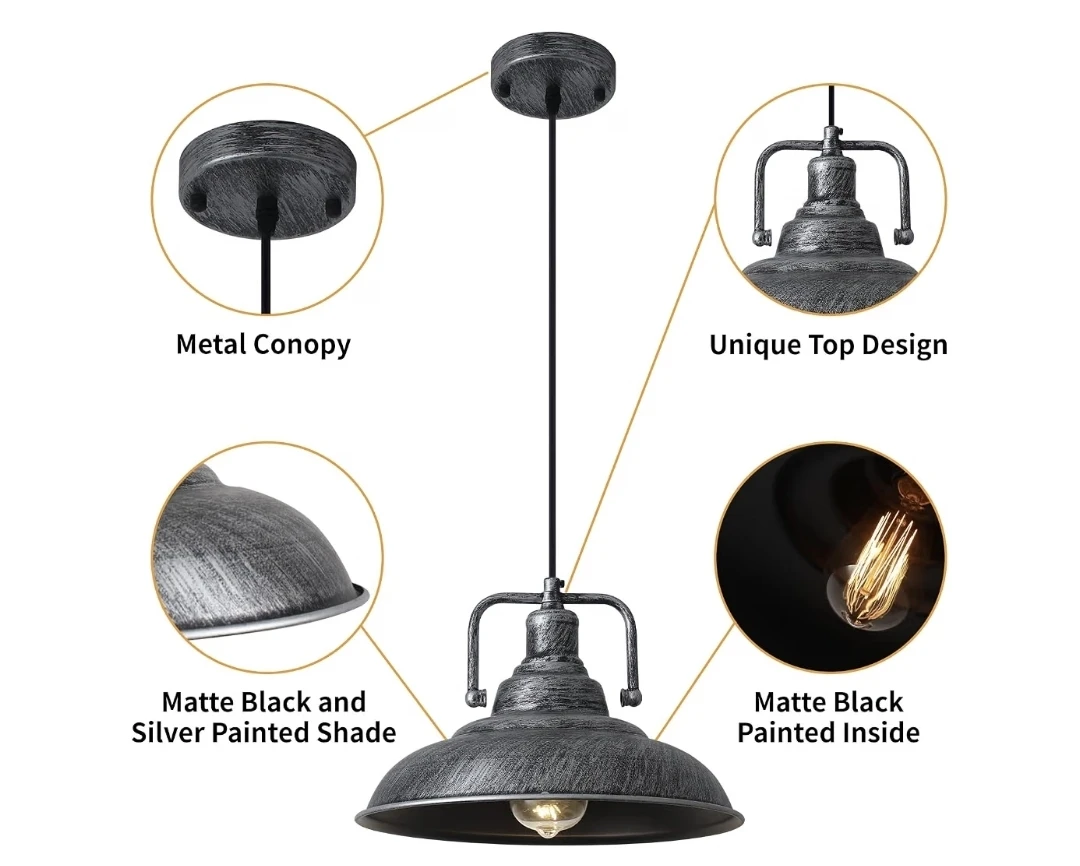 Two Industrial Style Metal Pendant Lights - photo 5