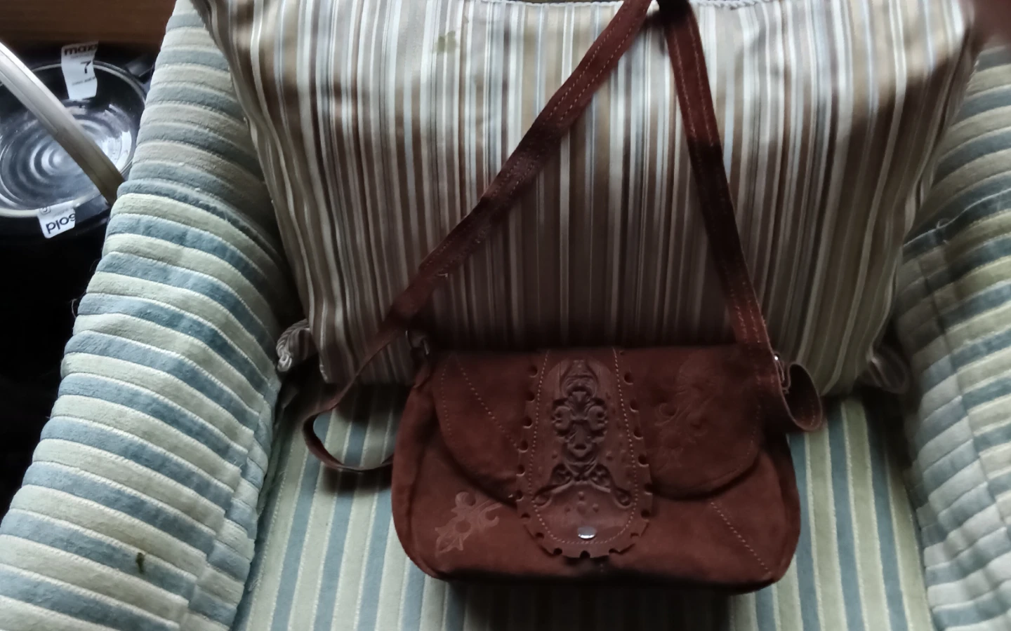Vintage Boho Western Tooled Brown Suede Crossbody