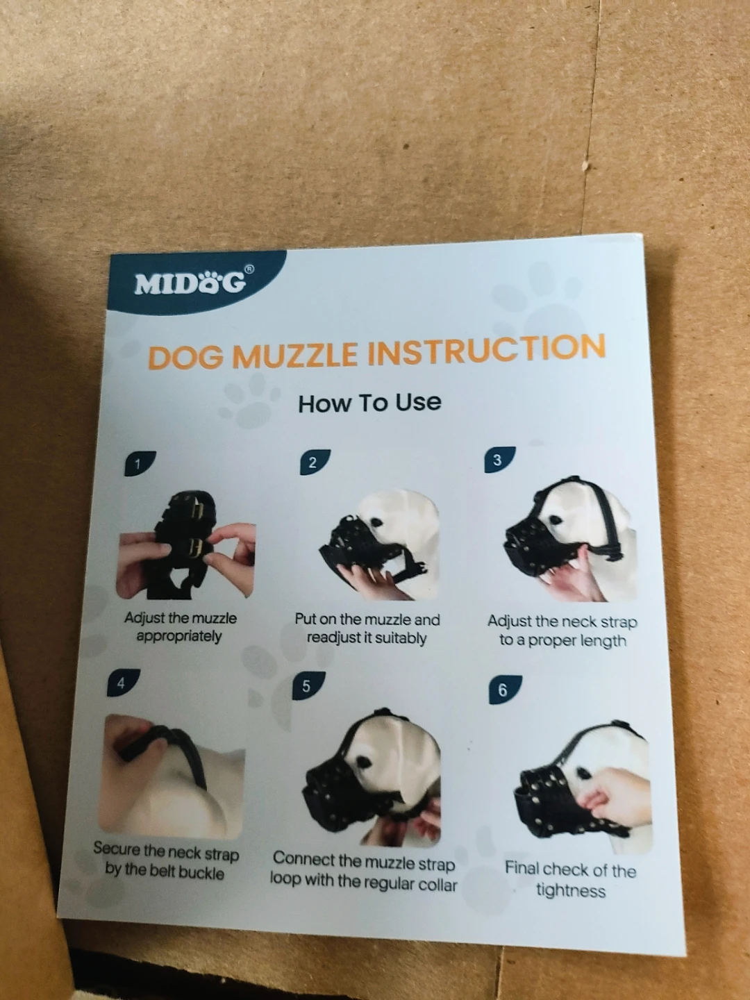 MIDOG Leather Dog Muzzle for Large Dogs, Black, L - photo 4