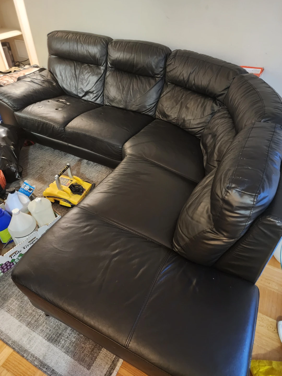 Black Leather Sectional Sofa