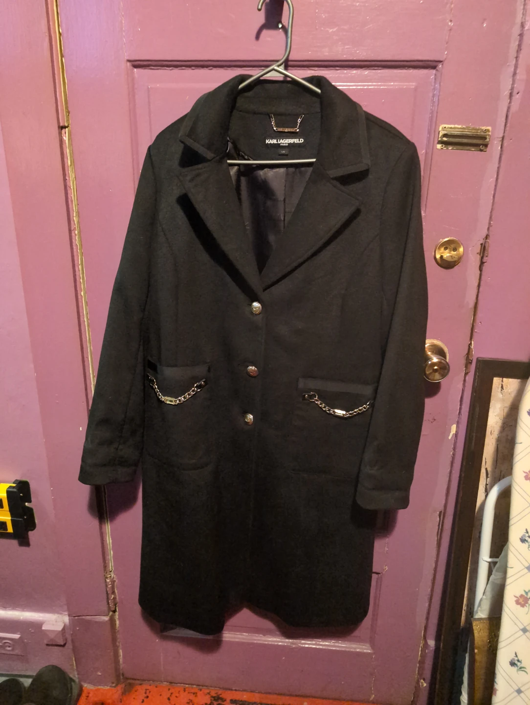 Karl Lagerfeld Black Wool-Blend Coat