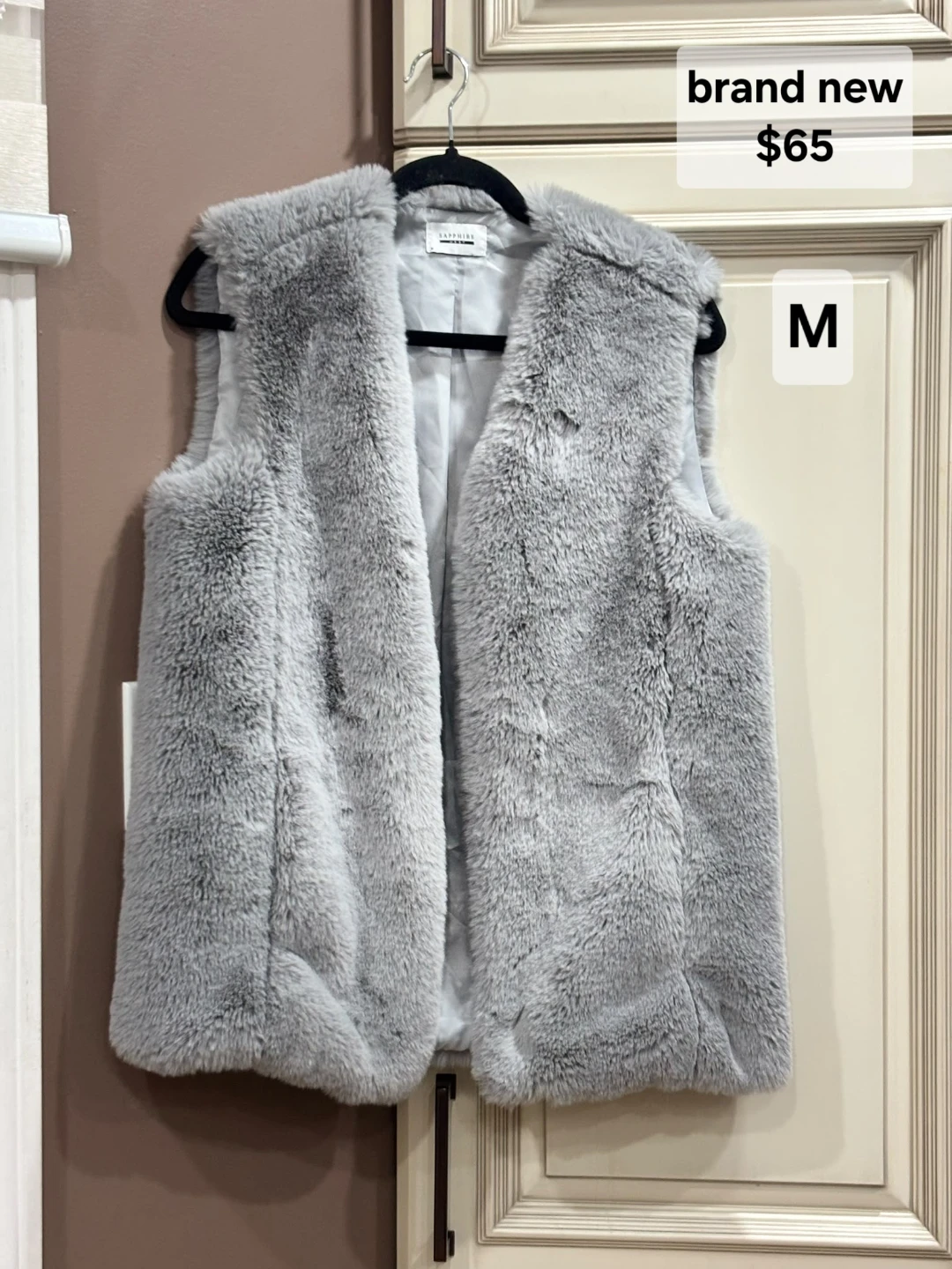 Sapphire Grey Faux Fur Vest - Medium