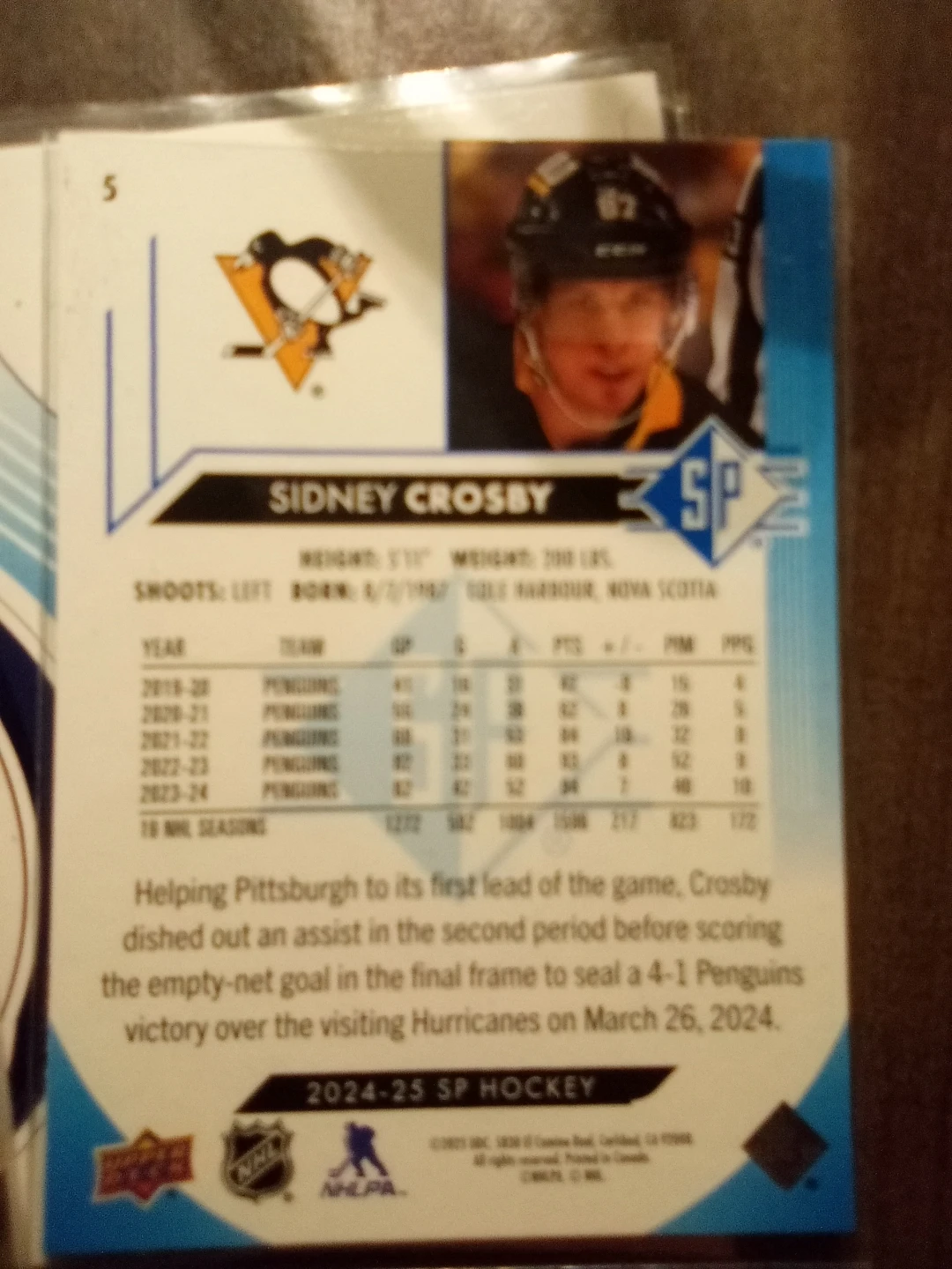 Sidney Crosby 2024-25 SP Hockey Card - photo 2