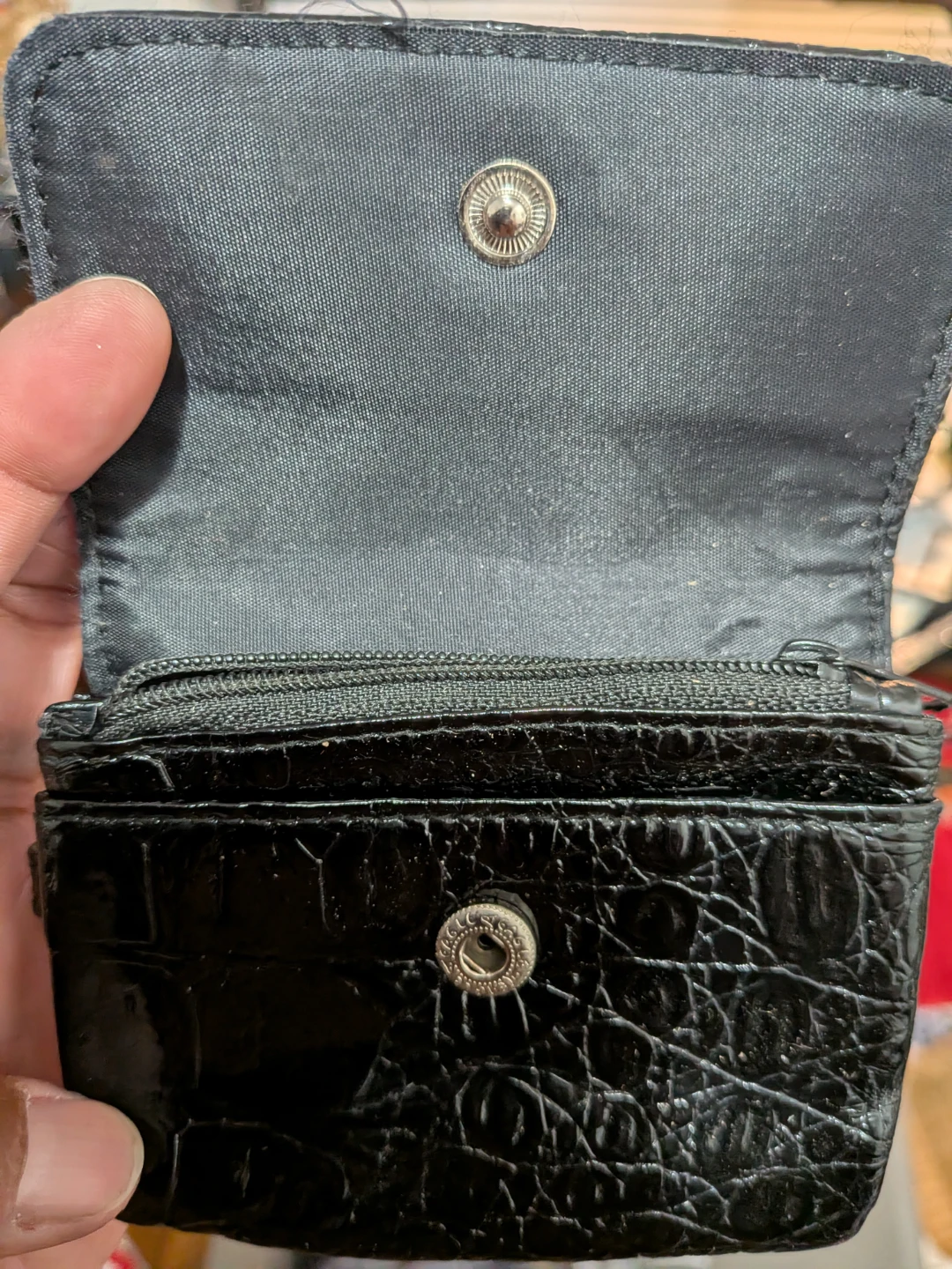 Black Crocodile Embossed Small Wallet - photo 2