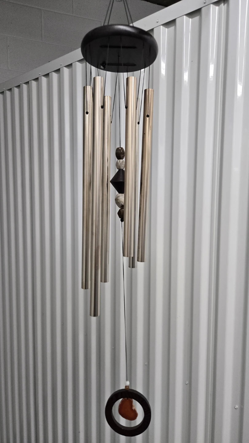 Metal Wind Chime Silver Tubes w/Ring Hanger & Bead Striker