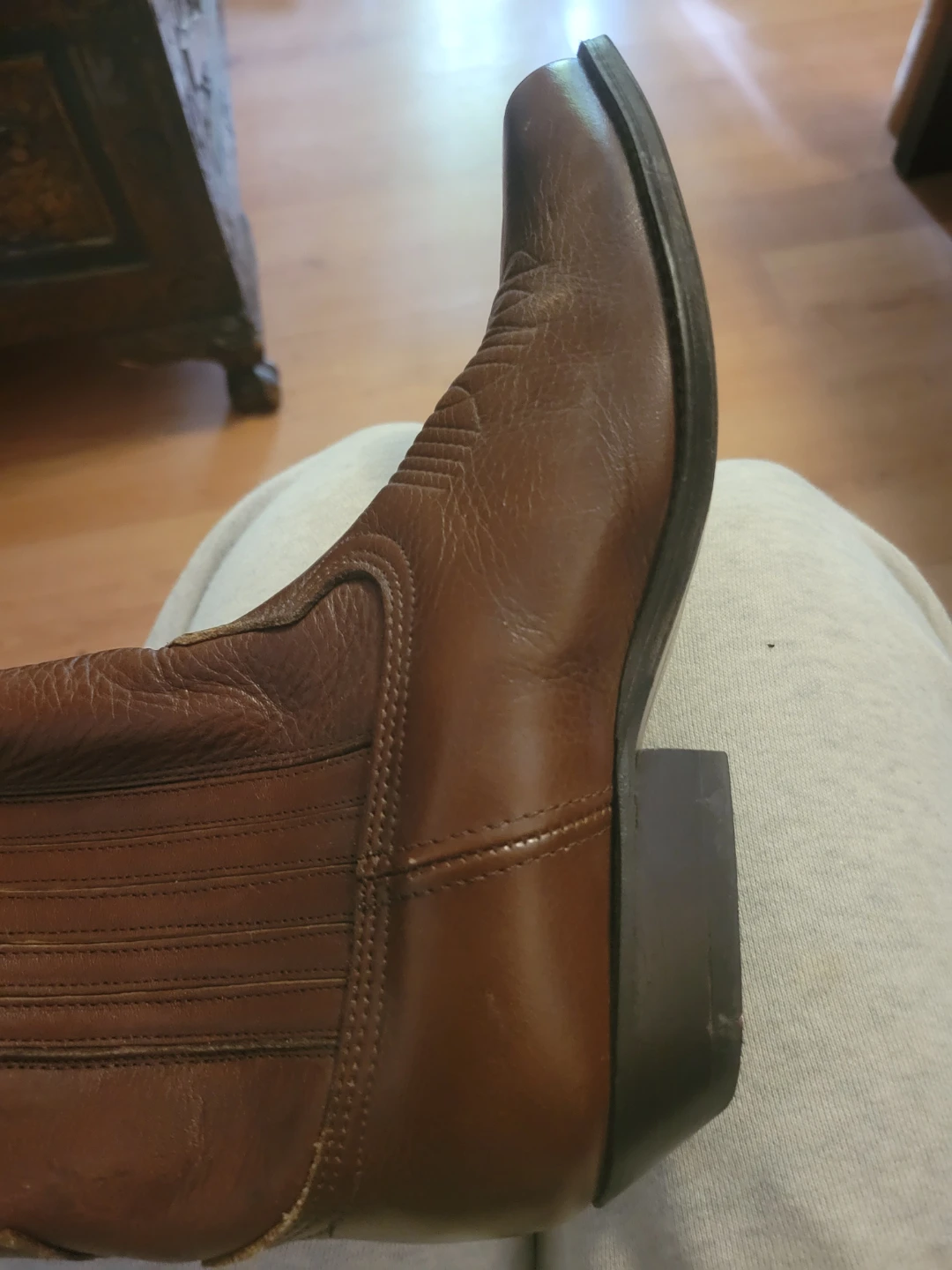 Brown Leather Cowboy Ankle Boots - photo 5