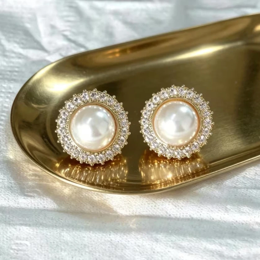 Pearl and Crystal Stud Earrings