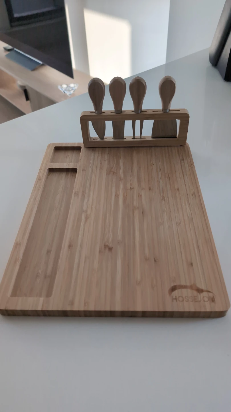 Charcuterie board with cheese knives set