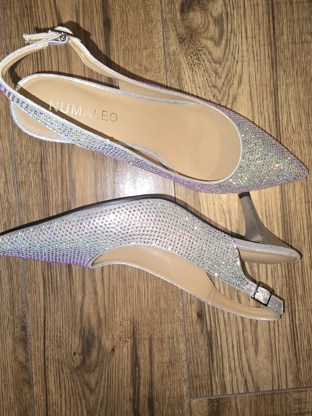 Numaleo Rhinestone Slingback Heels