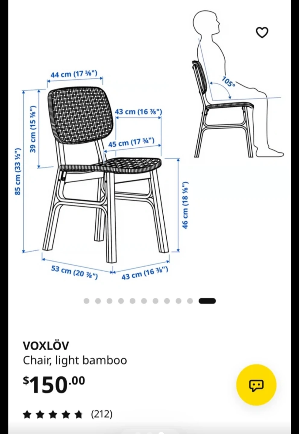 IKEA VOXLÖV Bamboo Dining Chair - photo 3