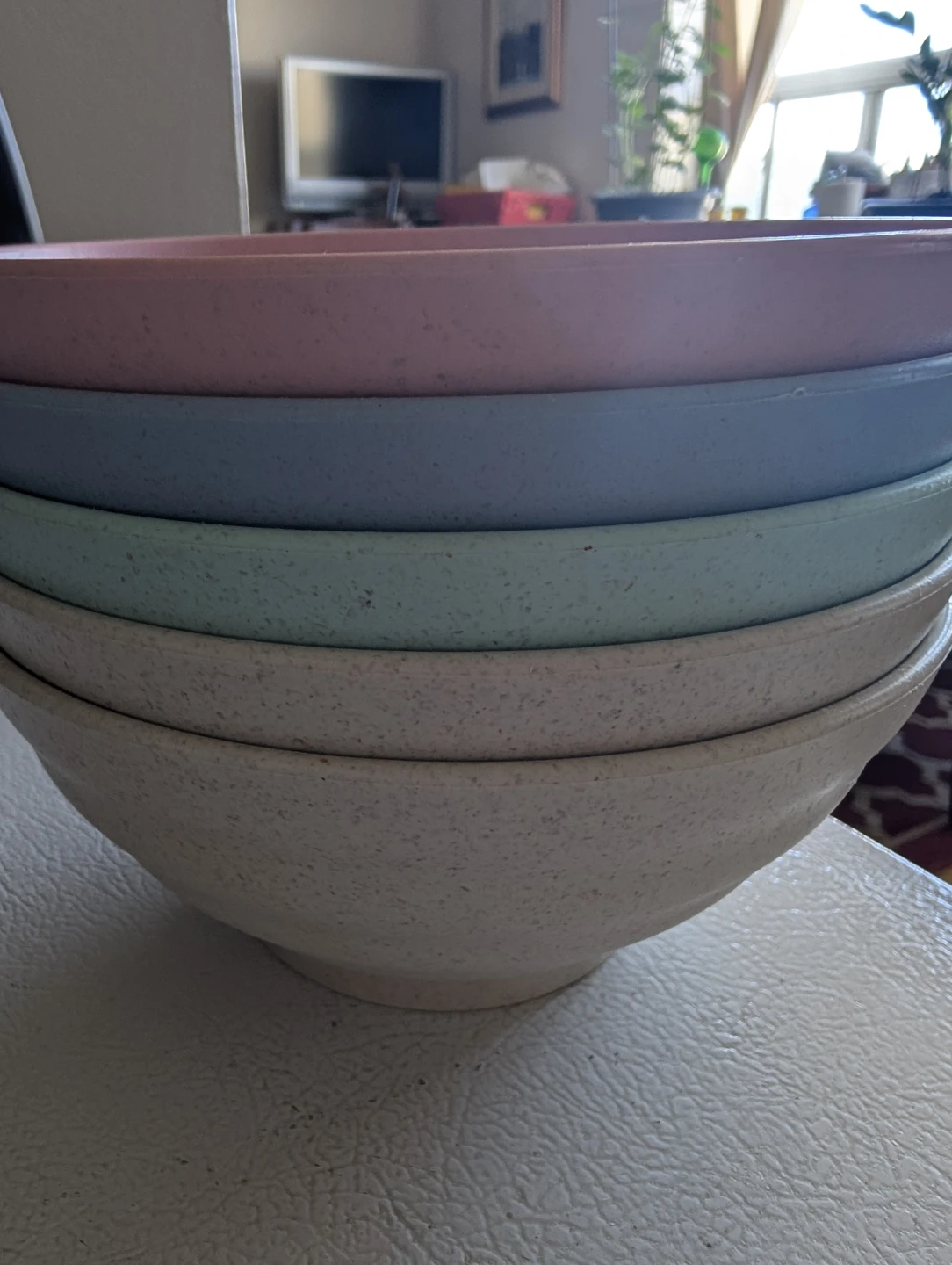 Set of 5 Speckled Multicolour plastic Bowls