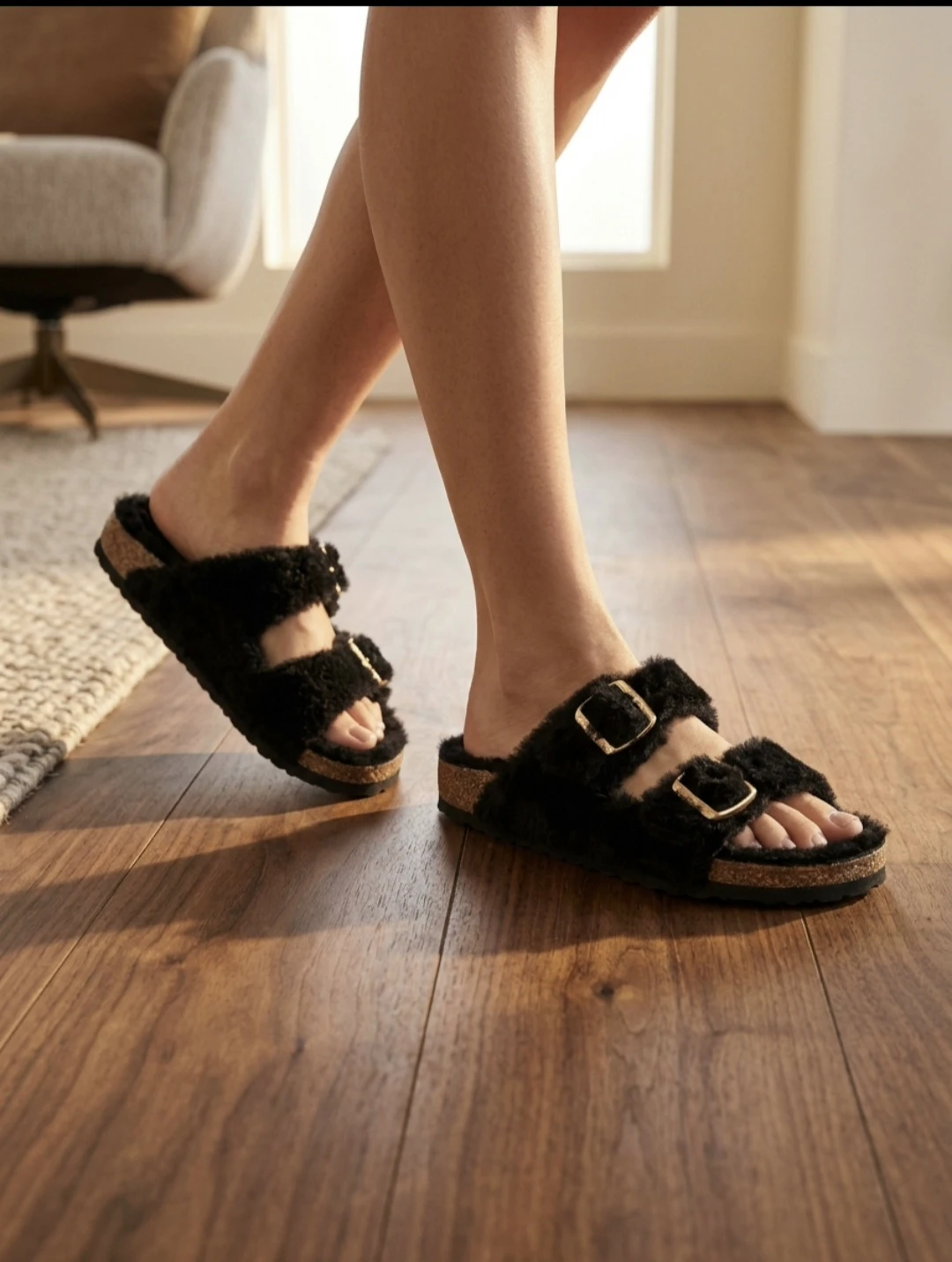 Birkenstock Arizona Shearling Black Sandals